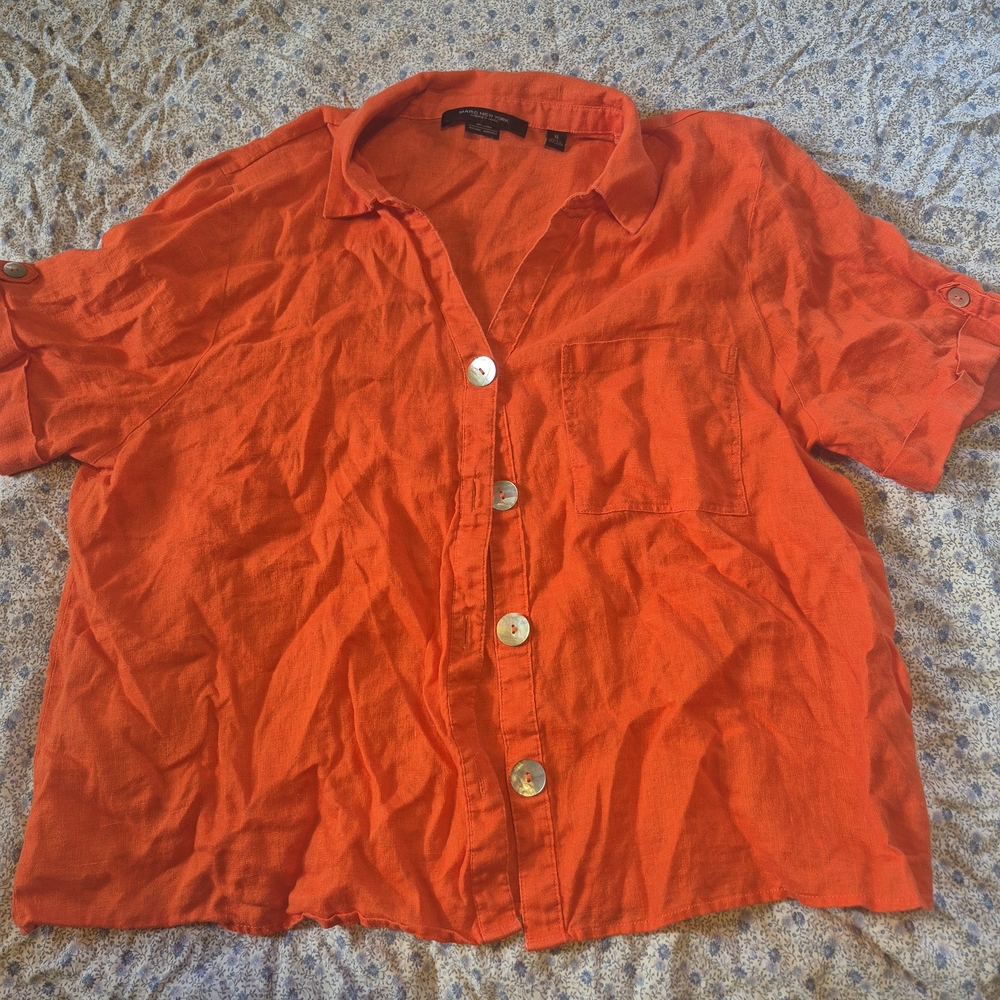 Bright Orange Button-Up Shirt